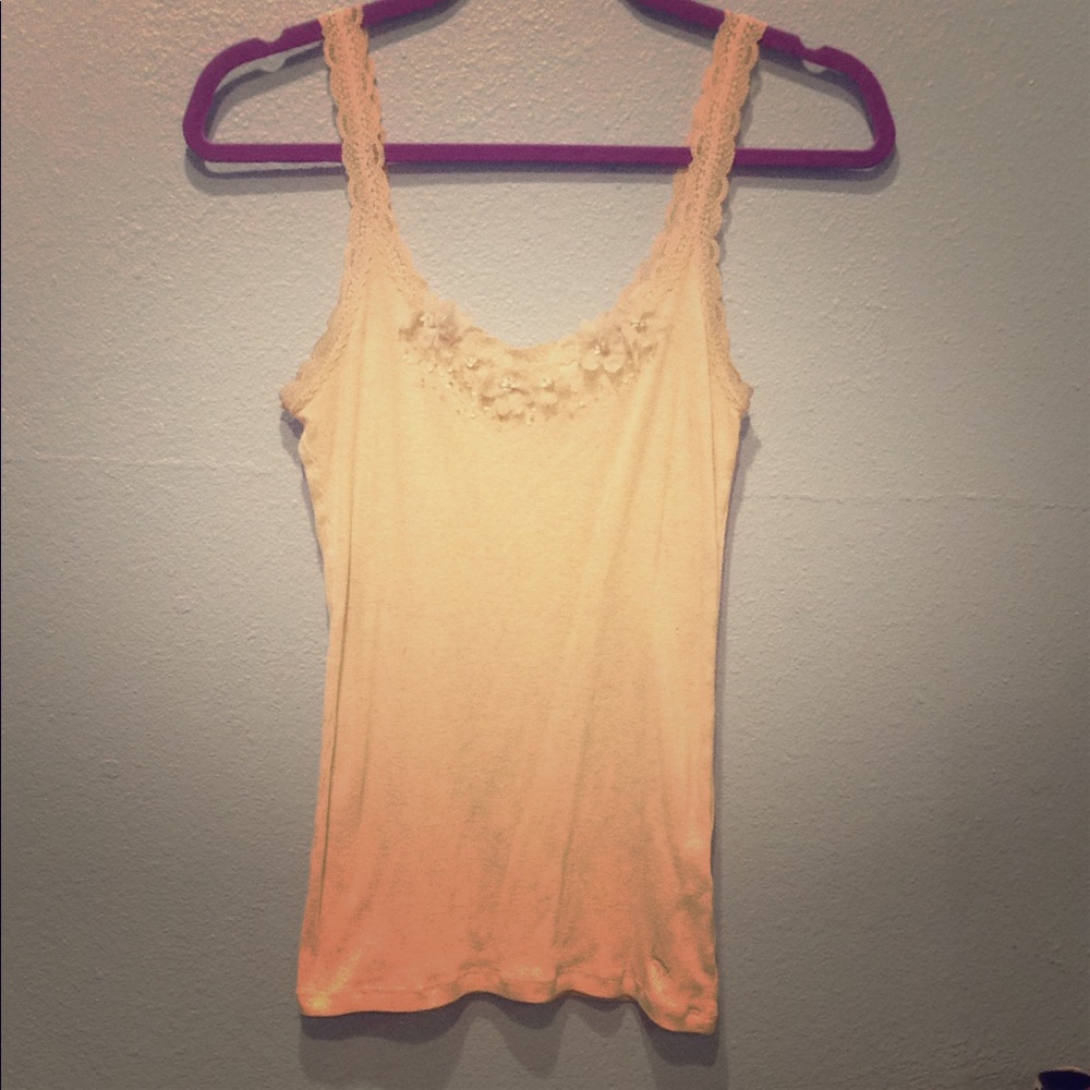 ABERCROMBIE & FITCH cream lace and flower tank top